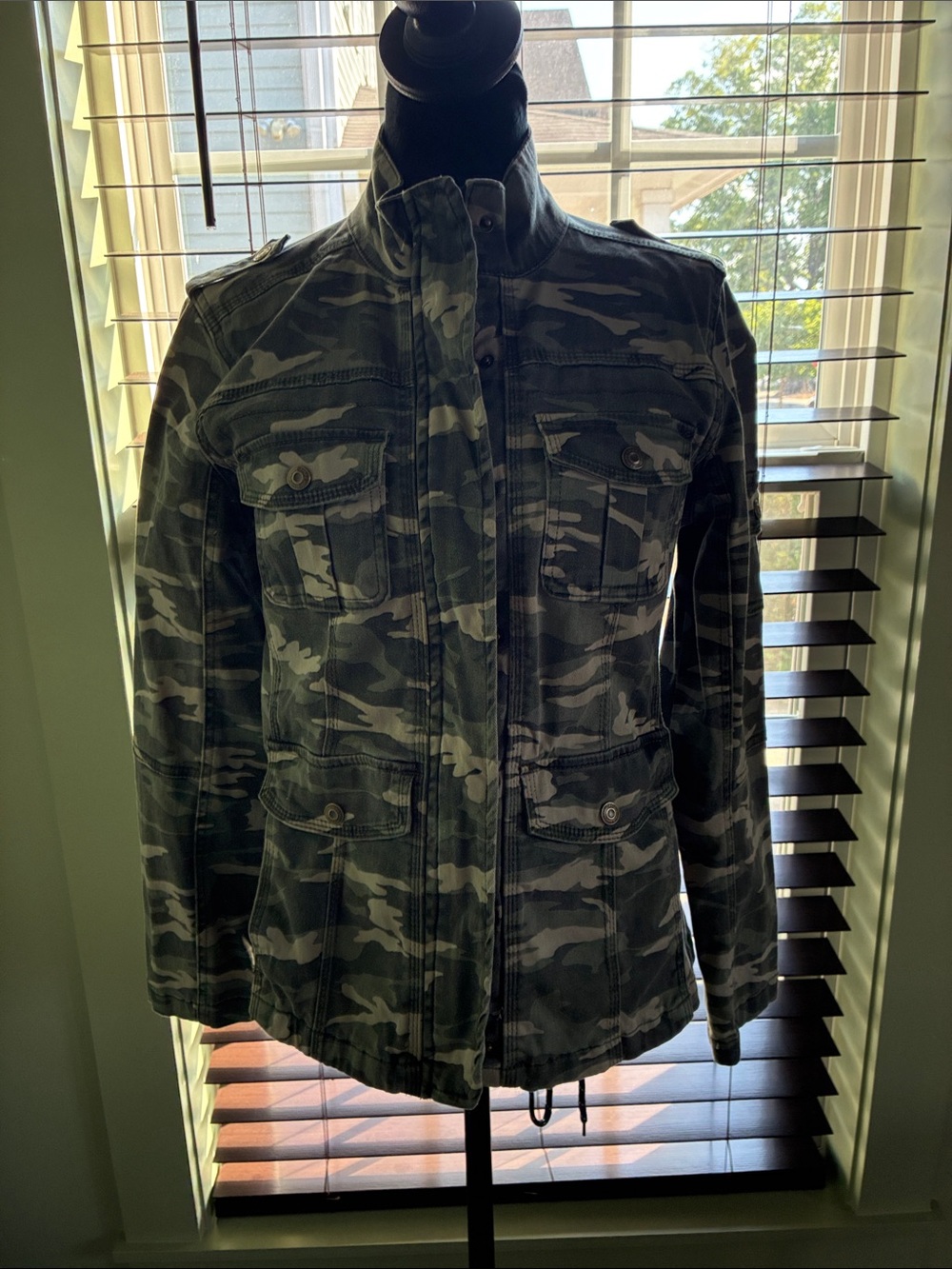 Kensie Olive Green Camouflage Military Field Jacket
